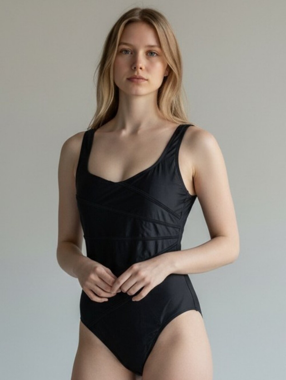 Cherokee Black One Piece Swimsuit with Back Cutout, Size 14
